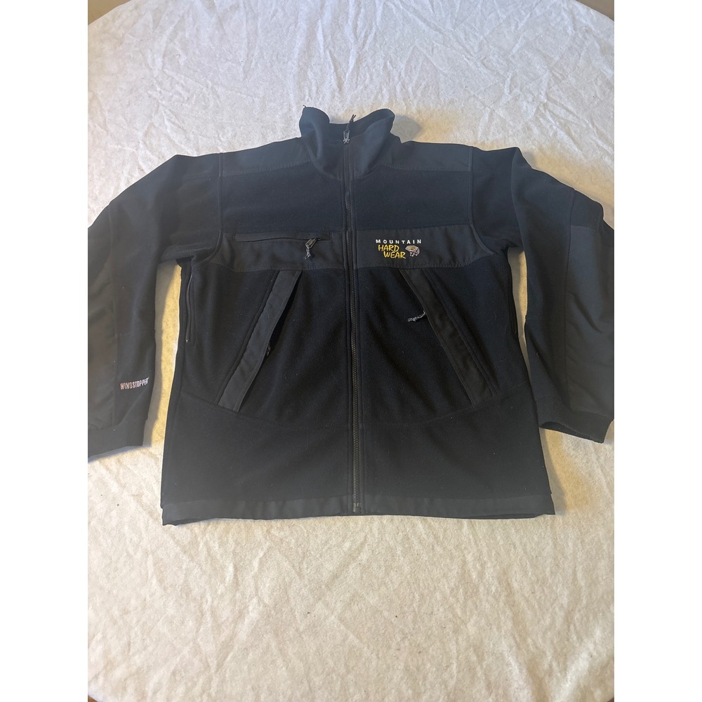 Mountain Hardwear Fleece Jacket Mens M Black Excellent Windstopper Full Zip